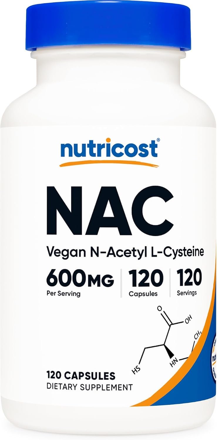 Nutricost N-Acetyl L-Cysteine (NAC) 600mg, 120 Vegetarian Capsules
