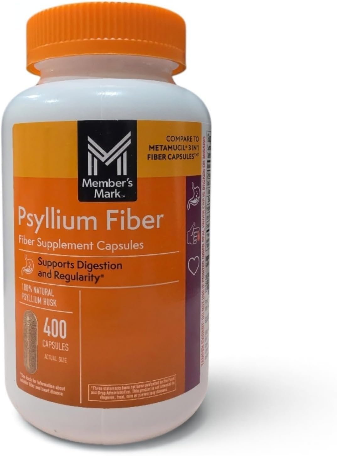 MEMBER´S MARK Member's Mark 100% Natural Psyllium Husk Fiber Capsules, Digestive Health, 400 Count