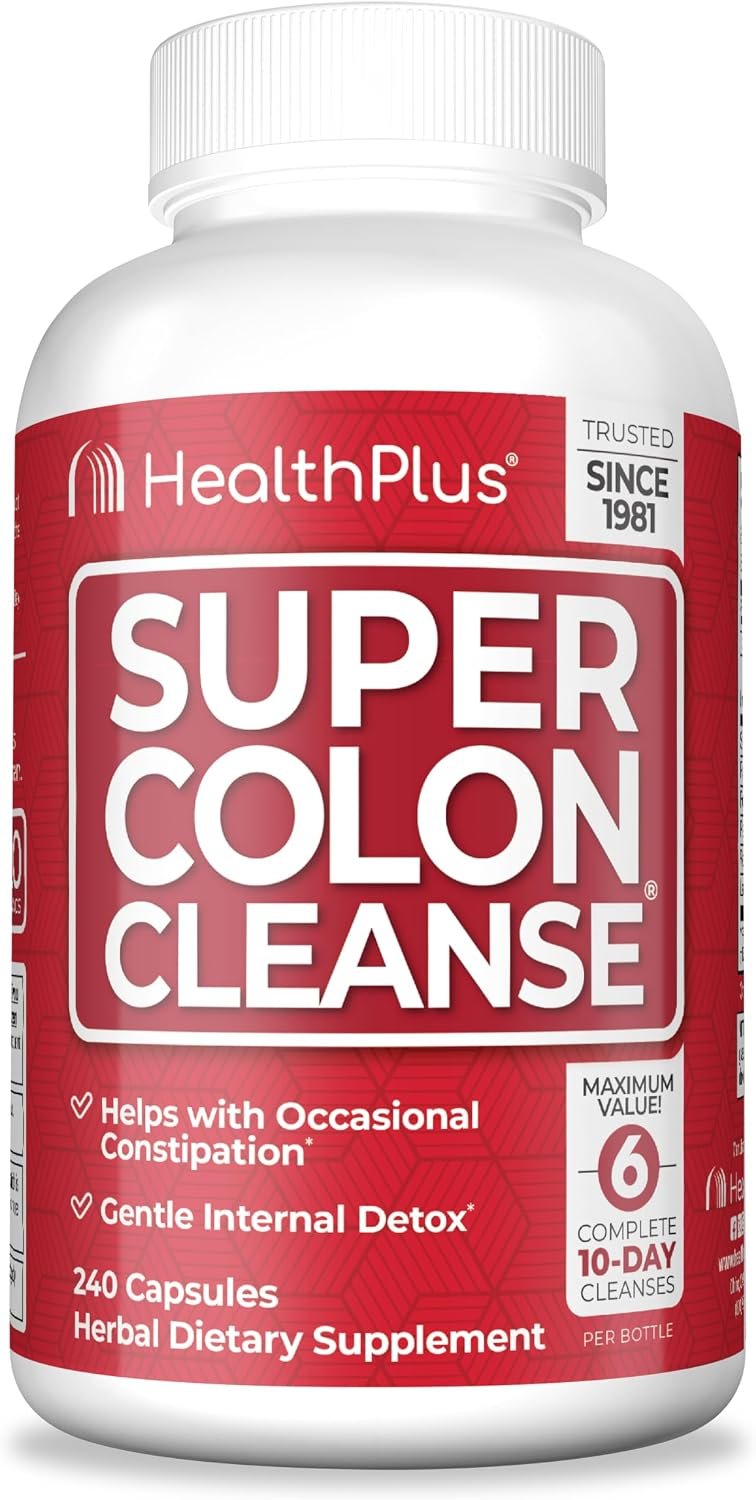 Health Plus Super Colon Cleanse Detox Capsules, 60 Day Supply, 240 Ct