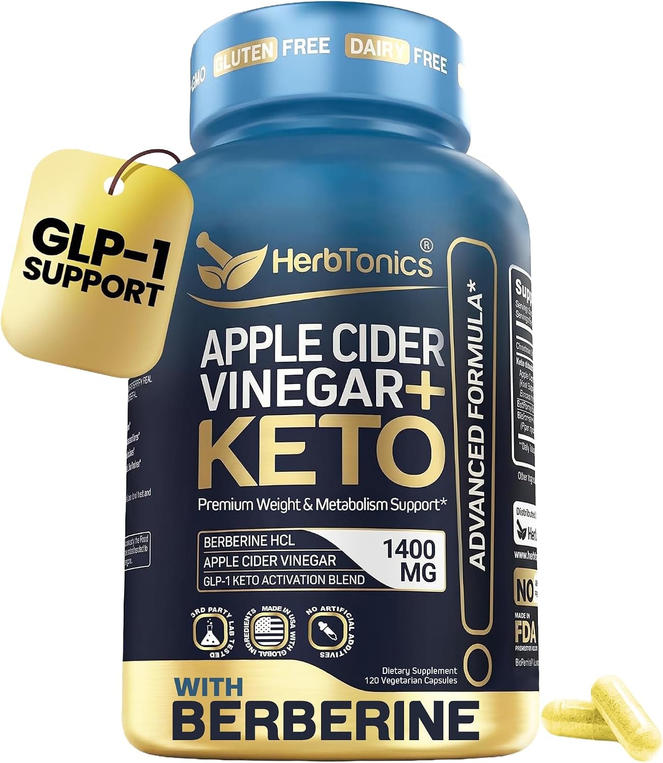 Herbtonics Apple Cider Vinegar + Keto Advanced with Berberine