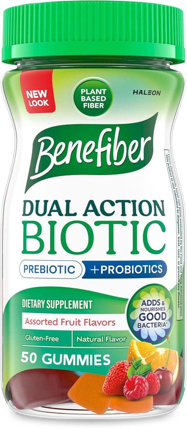 Benefiber Prebiotic Fiber Supplement Gummies, Assorted Fruit Flavor, 50 Ct