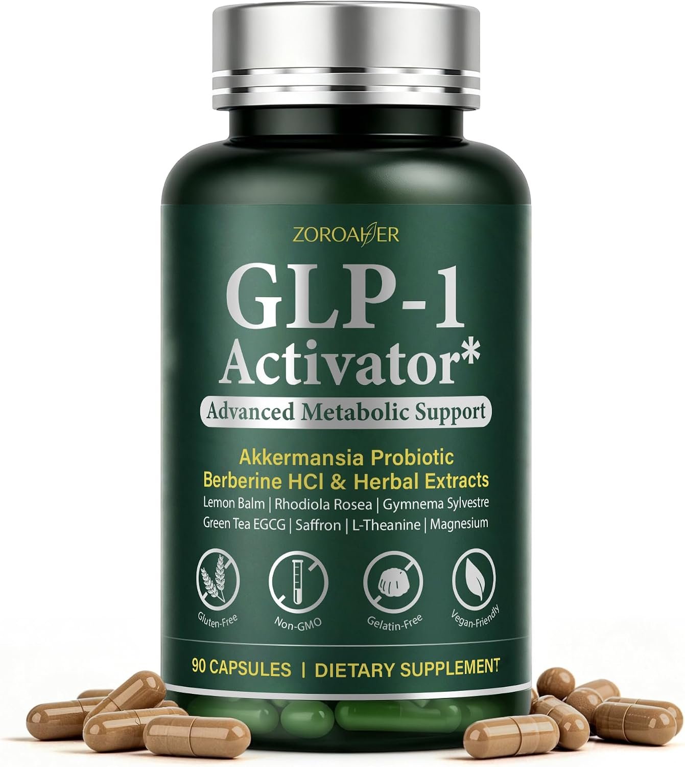 ZOROAHER GLP-1 Weight Management Supplement with Berberine, Akkermansia & Gymnema