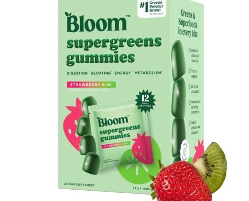 Bloom Nutrition Super Greens Gummies, Strawberry Kiwi, 12 Servings