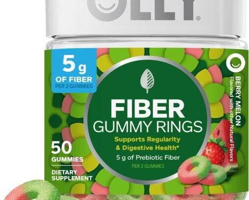 OLLY Fiber Gummy Rings, Digestive Health Supplement, Berry Melon