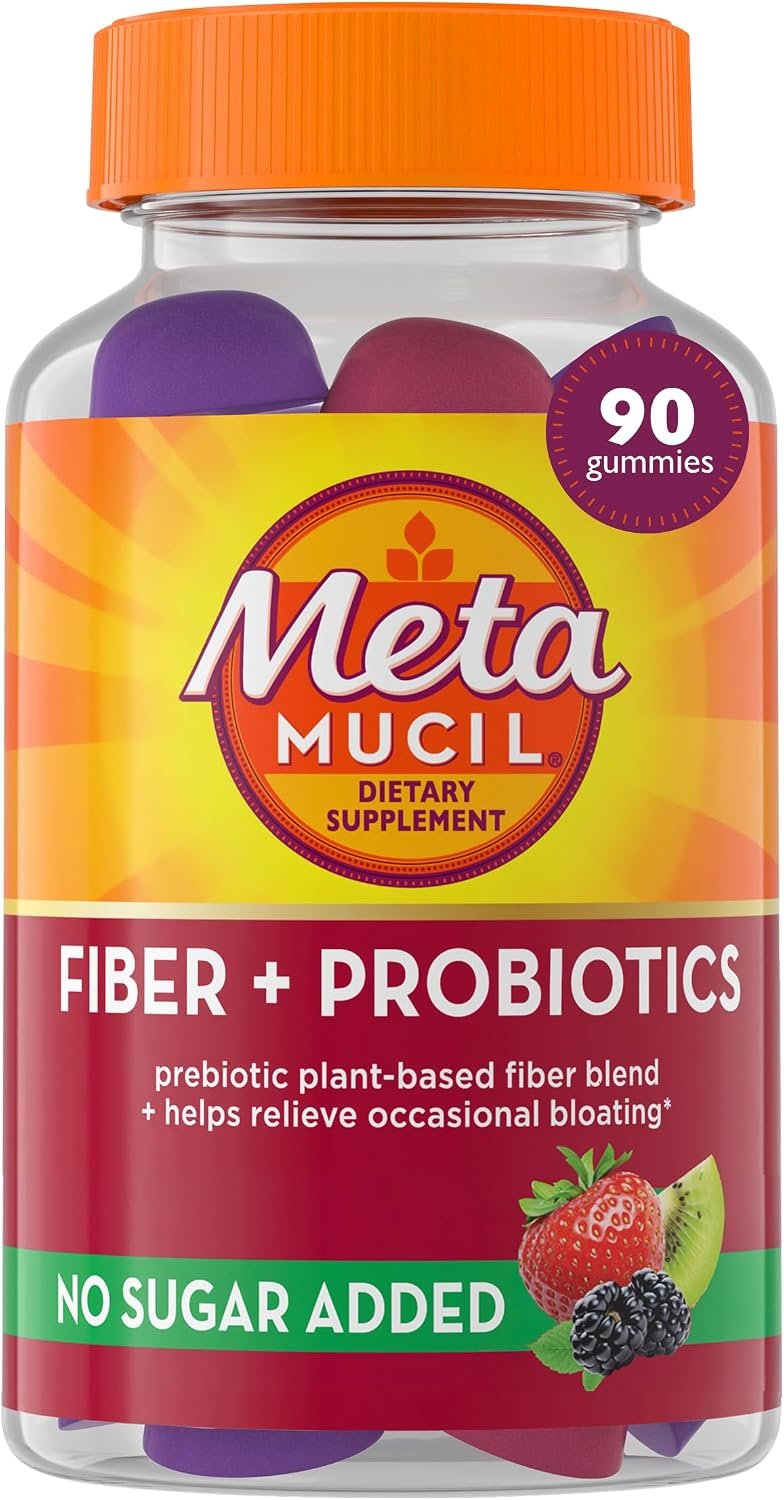 Metamucil Fiber Gummies for Adults with Probiotics for Bloating Relief, No Sugar Added