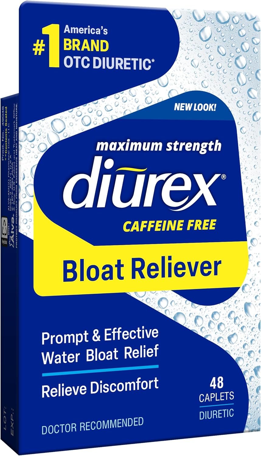 Diurex Caffeine-Free Bloat Relief, Maximum Strength, Relieve Water Bloat Discomfort, Up