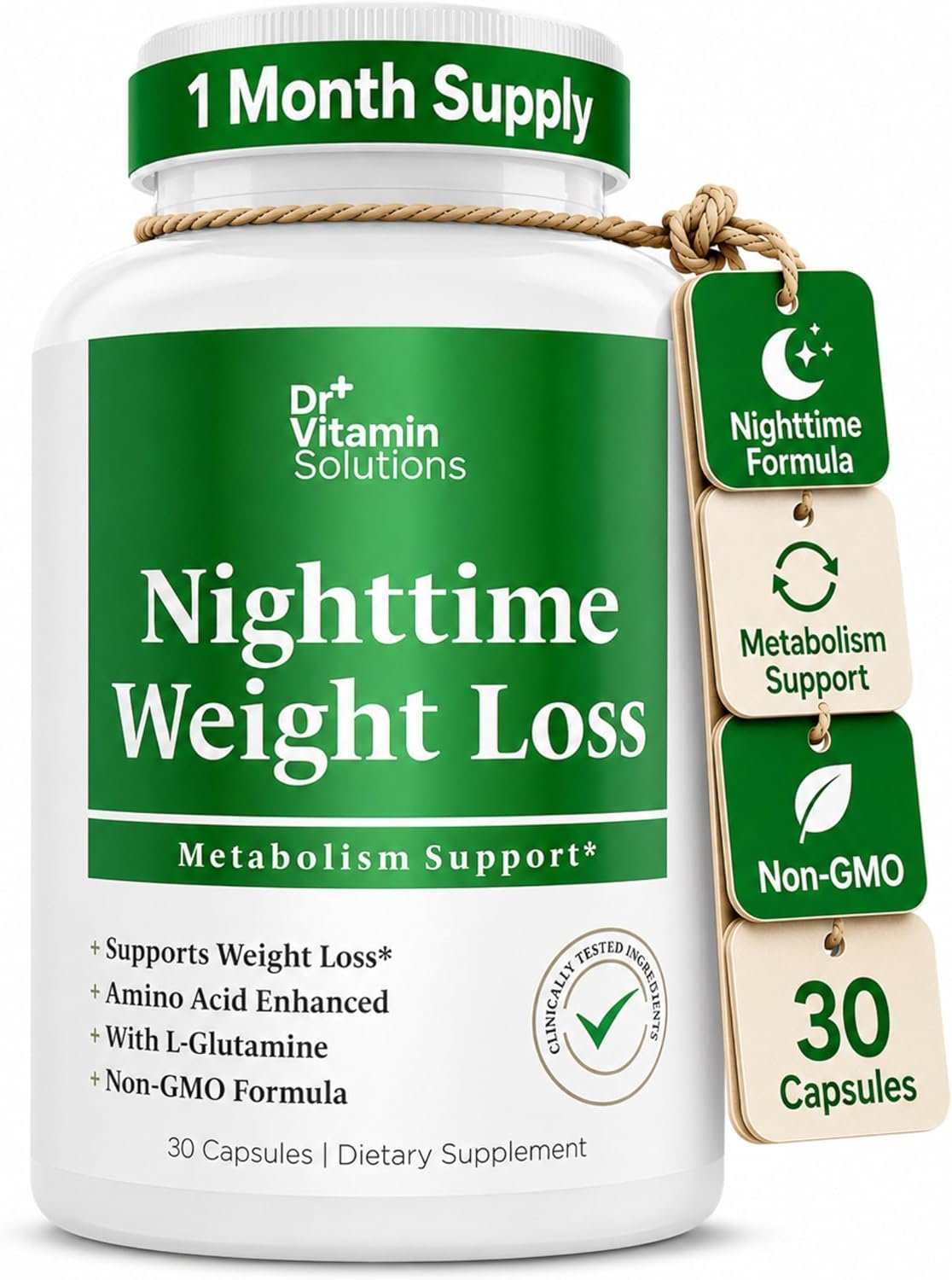 DR VITAMIN SOLUTIONS Nighttime Fat Burner for Women, Weight Loss & Appetite Suppressant, 30 Ct