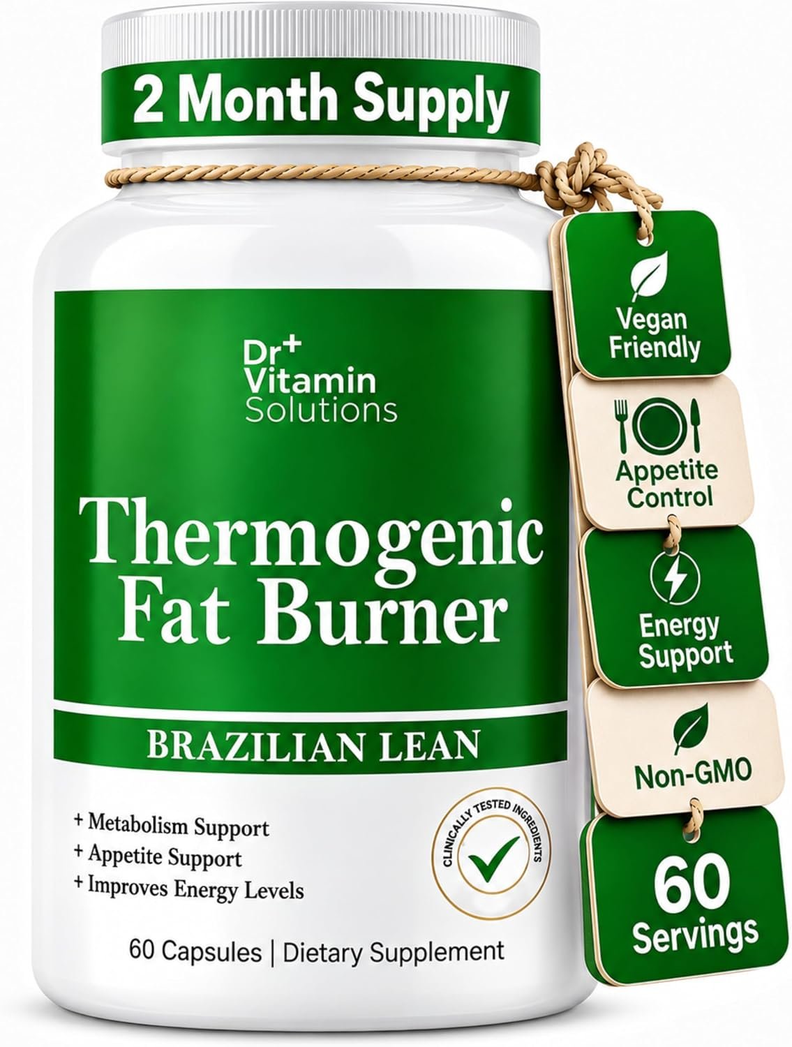 DR VITAMIN SOLUTIONS Thermogenic Fat Burner for Women, Weight Loss Pills, 60 Capsules