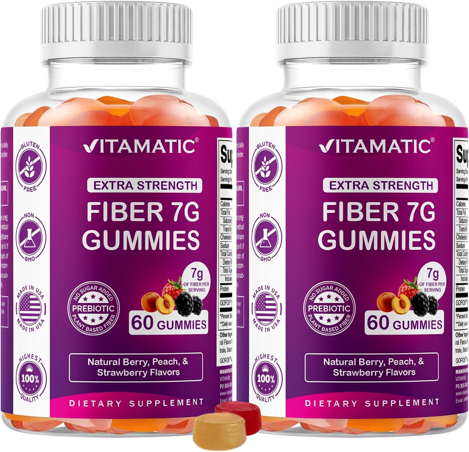 Vitamatic Extra Strength Prebiotic 7g Fiber, 60 Gummies