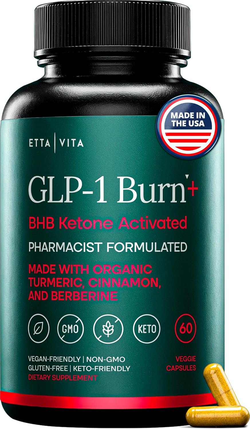 Etta Vita GLP-1 Supplement for Appetite Support with BHB Ketones, ACV, Berberine HCL