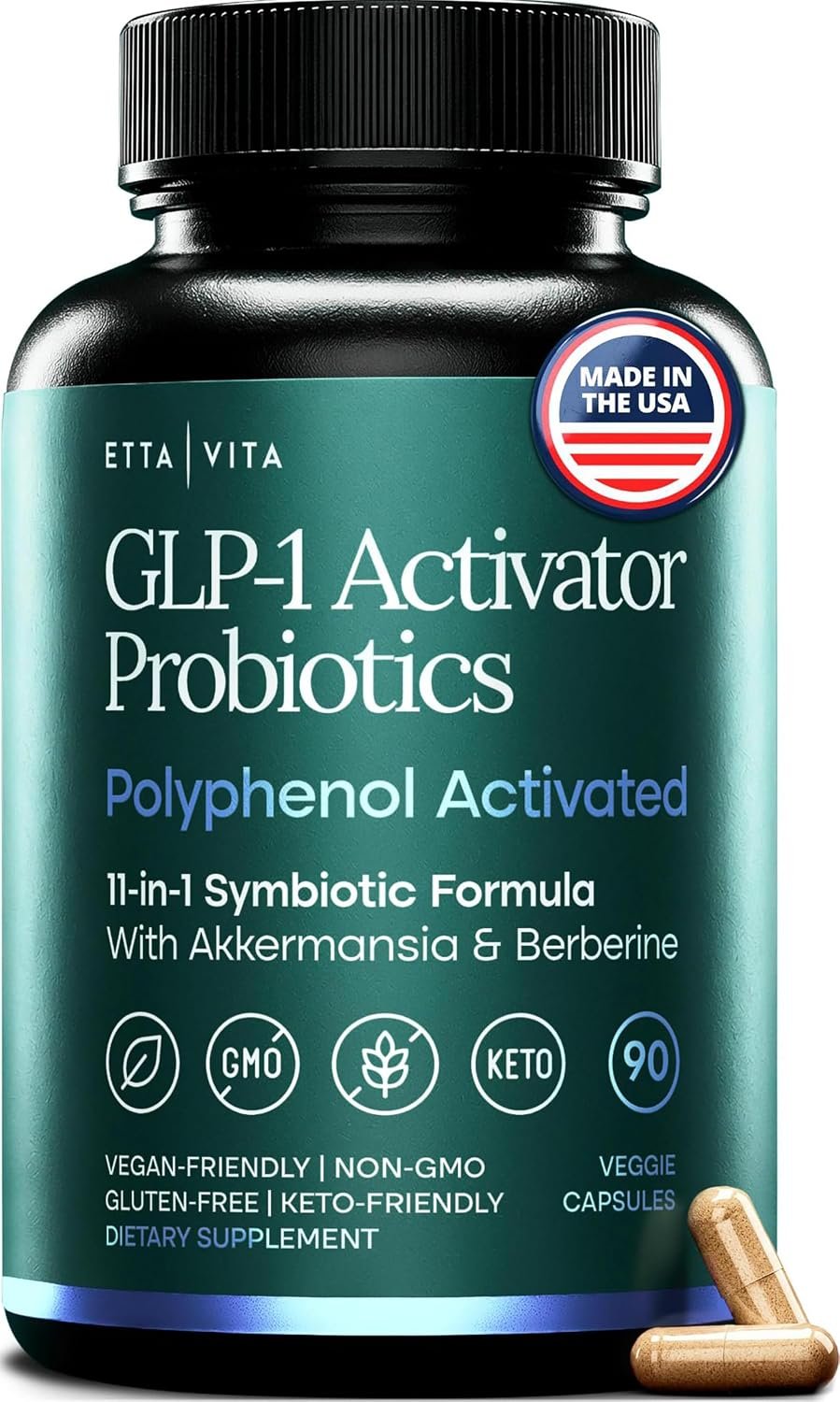 Etta Vita GLP-1 Support Supplement with Akkermansia, Berberine & EGCG for Gut Health