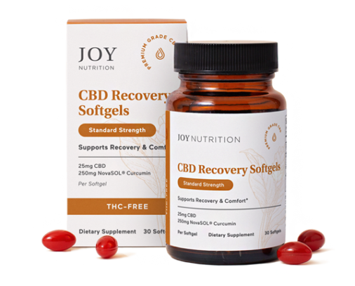 Joy Organics THC-Free CBD Softgels with Curcumin