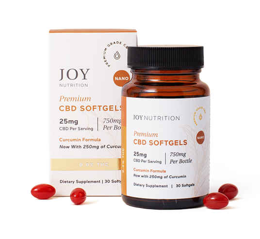 Joy Organics THC-Free CBD Softgels with Curcumin